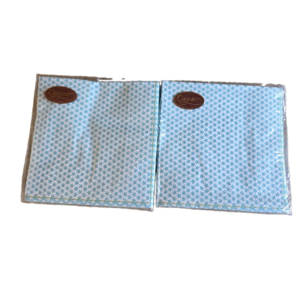 Caspari Napkins Paper Cocktail Napkins Guest Bathroom Calico Blue New Lot Of 2